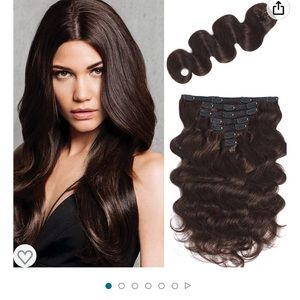 Clip in hair extensions 12” human hair dark brown